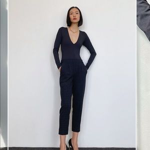 Babaton Plaid Conan Cropped Pant Navy